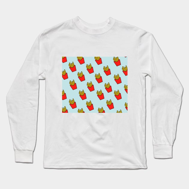 French fries Pattern Long Sleeve T-Shirt by timegraf